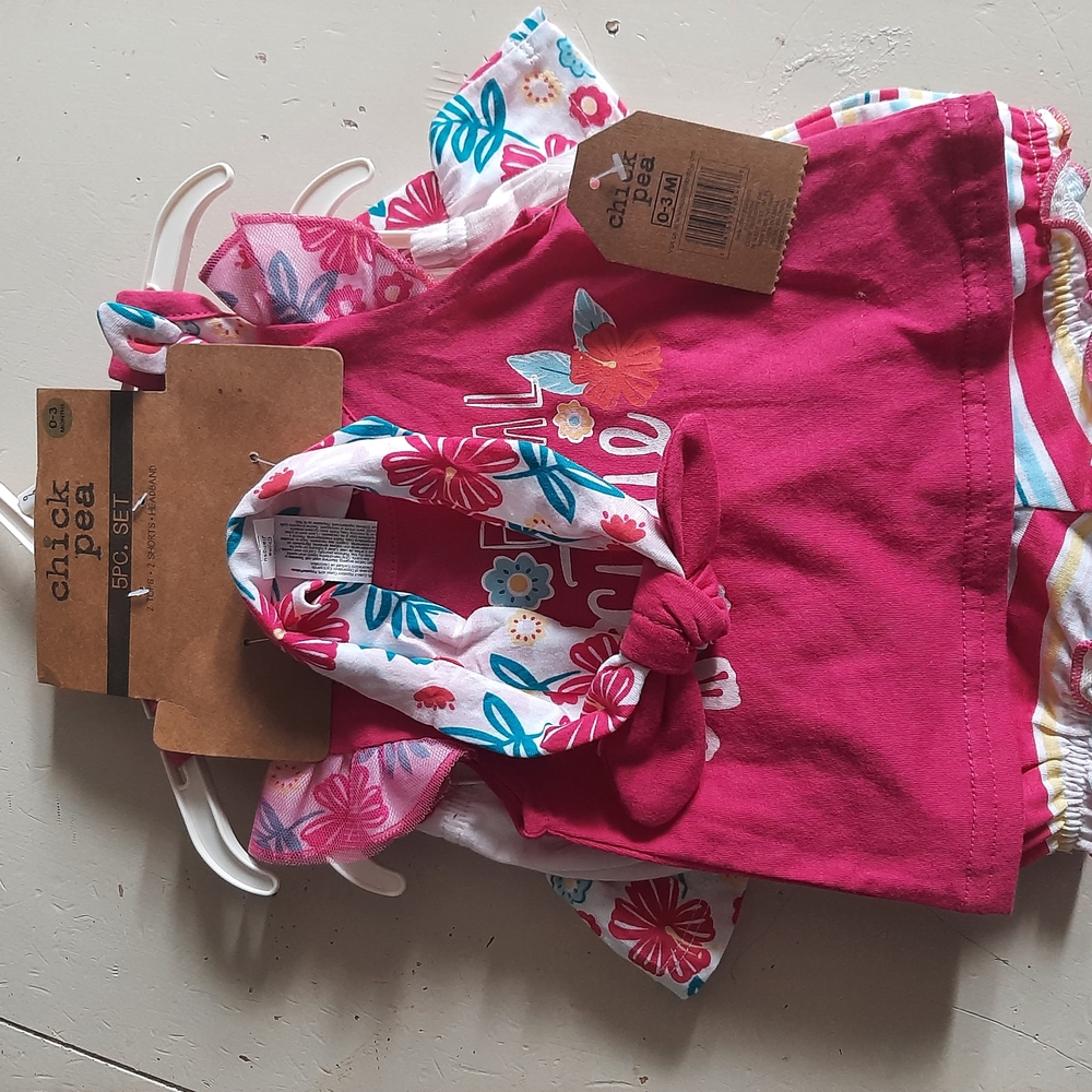 Chick Pea Pink Floral Baby Outfit